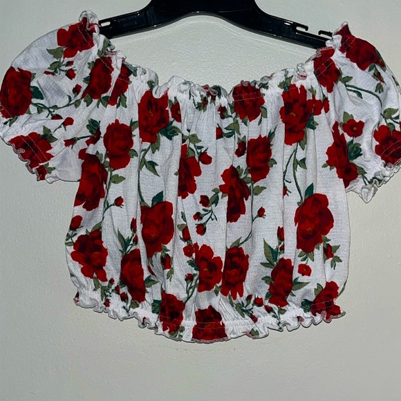 Crop shirt with roses - EUC!! $12 - Picture 1 of 5